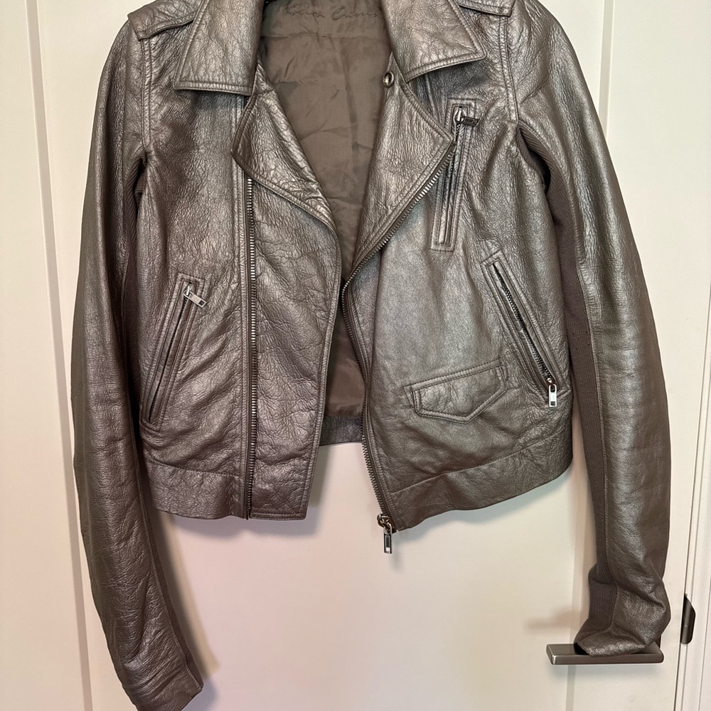 Rick Owens Silver Women's Leather Jacket